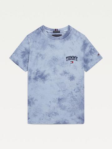 Fiú Tommy Hilfiger Organic Pamut Tie-Dye Póló Kék | HU 2284FDN